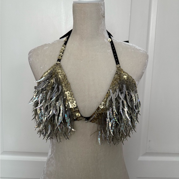 Sequin fringe bikini top size small - Picture 1 of 12
